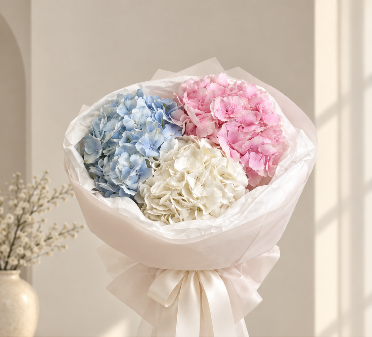Bukiet Lou Pastel w błękitnych, różowych i białych odcieniach